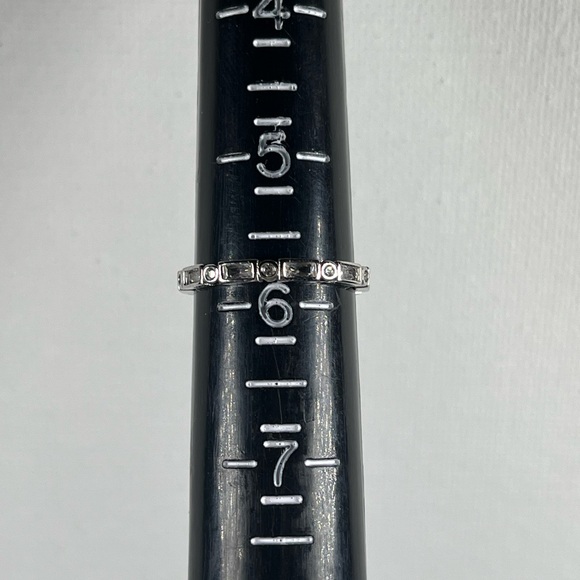 925 Sterling Silver Rhodium Plated CZ Stacker Eternity Ring Size 5.75 - Picture 6 of 8